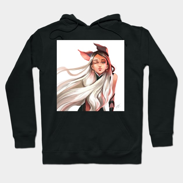 White Haired Manga Girl Hoodie by Nekoyukki